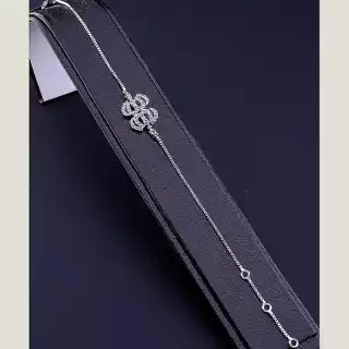 Браслет з карабіном Xuping Фіаніт 20 см (родій)