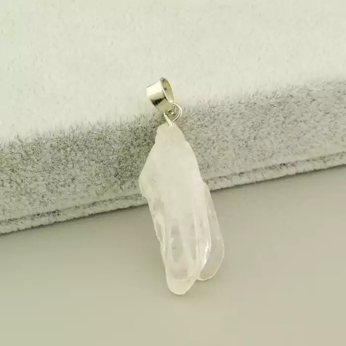 🏷️️ Кулон гірський кришталь (30х8 мм, діаметр 4 мм, метал, кришталевий, срібний) ss_105173