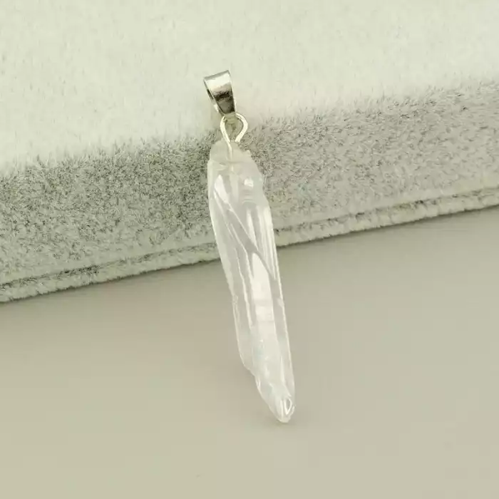 🏷️️ Кулон гірський кришталь (30х8 мм, діаметр 4 мм, метал, кришталевий, срібний) ss_105173
