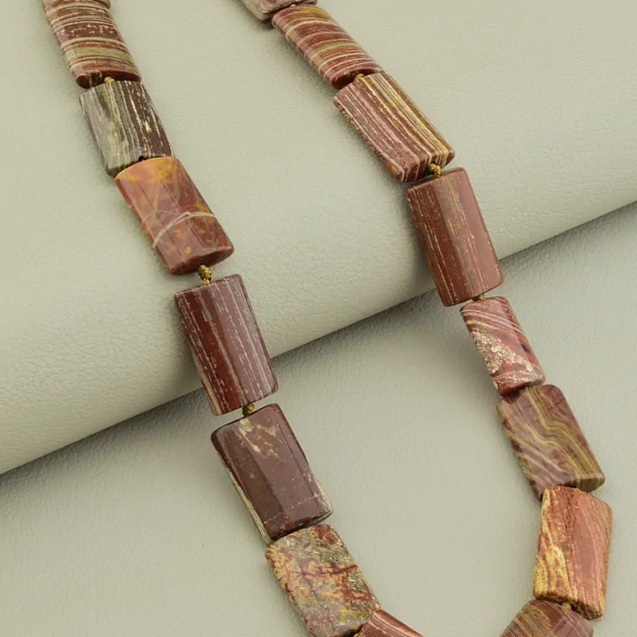 🏷️️ Намисто яшма (43 см, з карабіном, сталь, 20х12 мм, коричневий, срібний) ss_105380