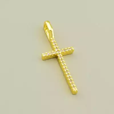 Хрестик Фіаніт 30х12мм. (позолота 18к лимонна)