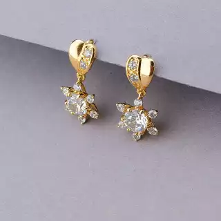 Сережки пусети Xuping Фіаніт (позолота 18к)