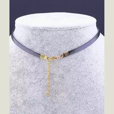 🏷️️ Чокер іменна літера S FJ екошкіра 33 см (застібка карабін) F-64470