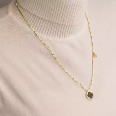 🏷️️ Підвіска чотирилисник конюшина Saiya Ван Кліф емаль 60 см (позолота 18к лимонна) F-93550