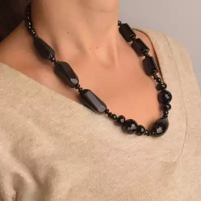 🏷️️ Намисто Агат, Чеський кришталь 50 см. F-94256