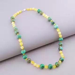 Намисто Хрізоколла, Цитрин, Чеський кришталь 50 см.