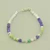 🏷️️ Браслет з карабіном Хризопраз, Аметист, Морганіт 17 см. (срібло 925 проба) F-102070