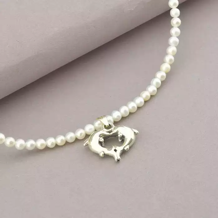🏷️️ Підвіска дельфіни Перли срібло (925 проба) 42 см. ss_94678