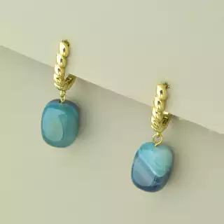 Сережки англійський замок Агат (позолота 18к лимонна)