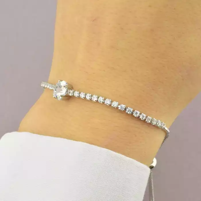 🏷️️ Браслет регульований Saiya Фіаніт 17 см. (родій) ss_95826