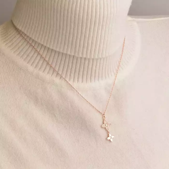 🏷️️ Підвіска квітка Saiya Фіаніт 41 см (позолота 18к рожева) ss_96644