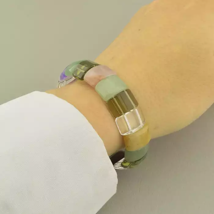 🏷️️ Браслет резинка з самоцвітами різнокольоровий, 18 см ss_104568