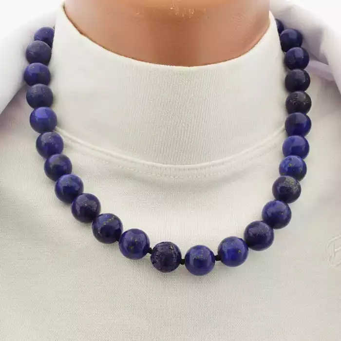 🏷️️ Намисто лазуріт (44 см, карабін, сталь, 12 мм, синій, срібний) ss_105175