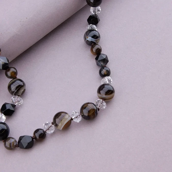 🏷️️ Намисто Агат, Чеський кришталь 54 см. ss_91004