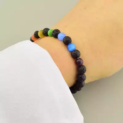 🏷️️ Браслет на резинці Лава, Котяче око 17 см F-105886