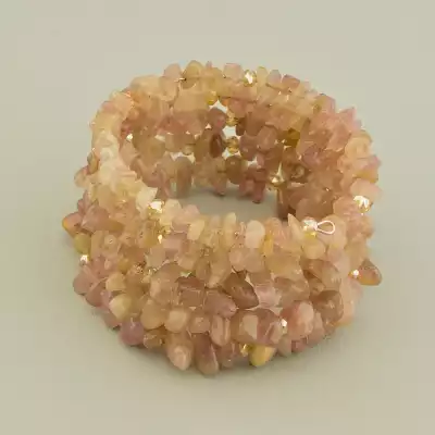 Браслет Полуничний кварц, Чеський кришталь 17 см