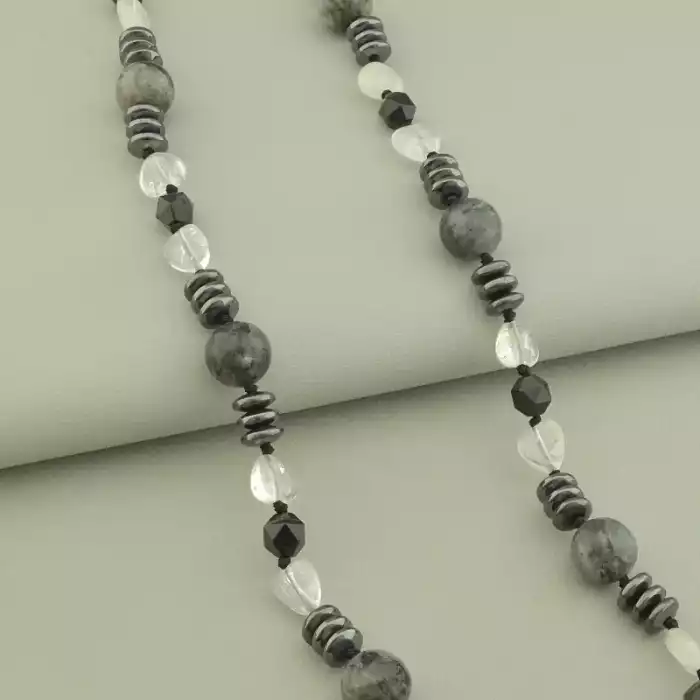 🏷️️ Намисто Лабрадор, Гірський кришталь, Гематит 67 см. ss_98486
