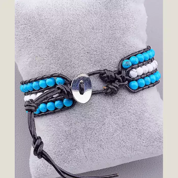 🏷️️ Браслет Chan Luu Бірюза 25 см шкіра ss_11778