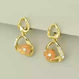 Сережки квіти з французьким замком Фіаніт (позолота лимонна 18к)