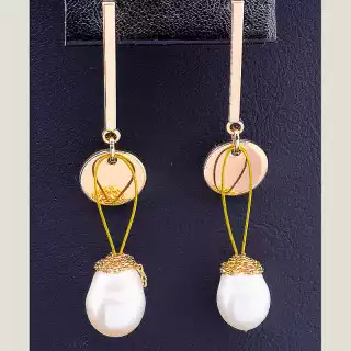 Сережки пусети Перли Xuping (позолота 18к)