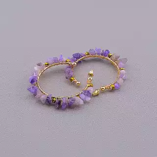 Сережки пусети Stainless Steel Аметист