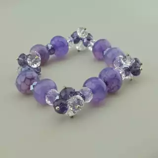 Браслет резинка Агат, Чеський кришталь 19 см.