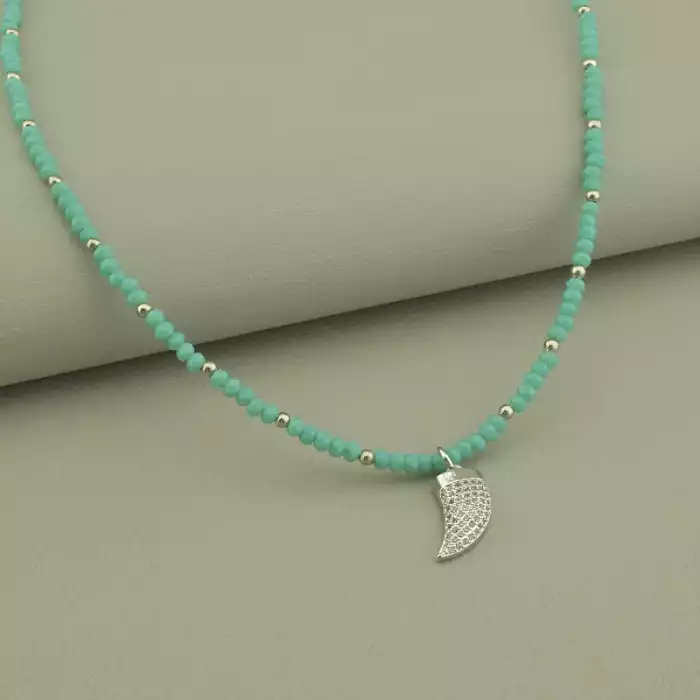 🏷️️ Підвіска ріг Чеський кришталь, Фіаніт 49 см. ss_101471