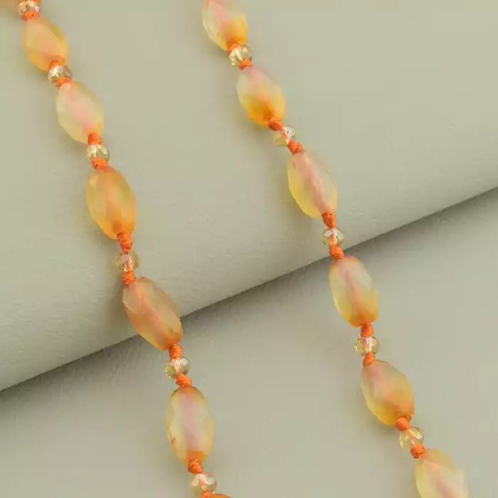 🏷️️ Намисто Сердолік, Чеський кришталь 54 см. ss_101671