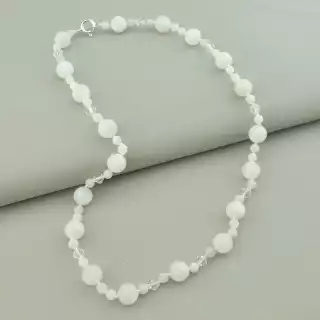 Намисто Місячний камінь, Чеський кришталь 51 см. (срібло 925 проба)