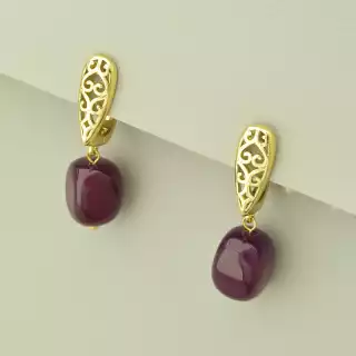 Сережки англійський замок Агат (позолота 18к лимонна)