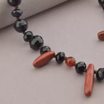 🏷️️ Намисто Сердолік, Яшма, Чеський кришталь 49 см. F-94780