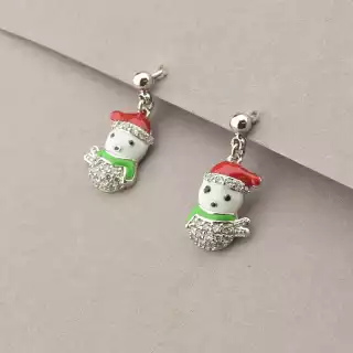 Сережки новорічні пусети Фіаніт Xuping (родій)