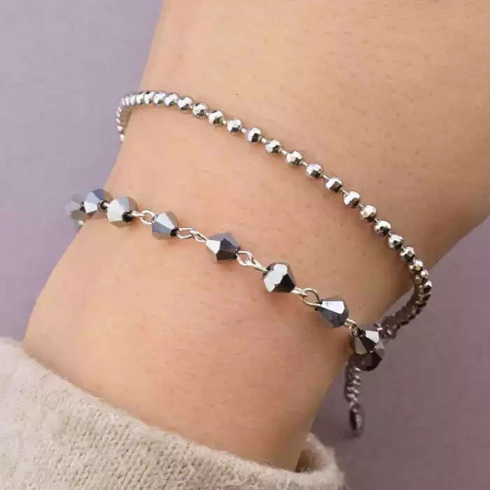 🏷️️ Браслет з карабіном Чеський кришталь 17 см. ss_89457