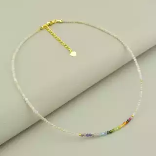 Підвіска з самоцвітами грань (39 см, різнокольорова, позолота 18к)