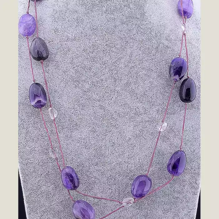 🏷️️ Намисто Аметист, Гірський кришталь 160 см ss_80182