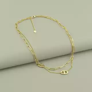 Підвіска подвійний ланцюг Xuping 41 см (позолота 18к лимонна)