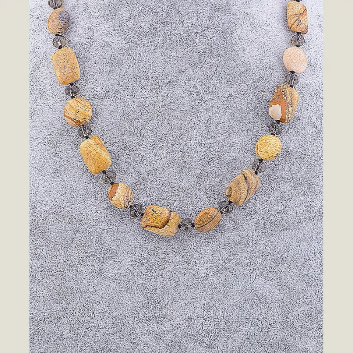 🏷️️ Намисто Яшма, Чеський кришталь 52 см ss_70262