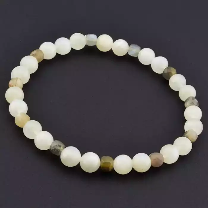 🏷️️ Браслет на резинці Місячний камінь, Сонячний камінь 19 см F-105787
