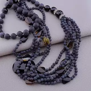 Намисто довге Шунгіт, Агат 90 см