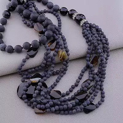 Намисто Шунгіт, Агат 90 см