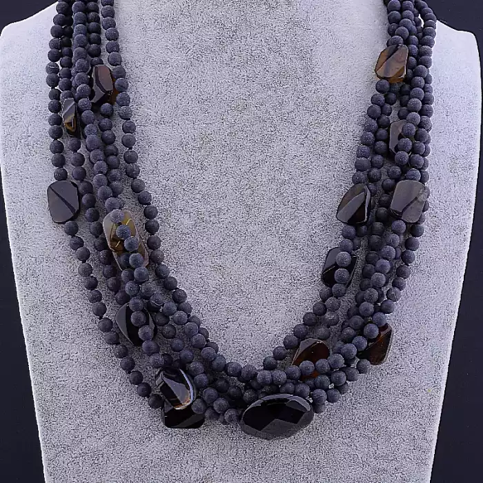 🏷️️ Намисто Шунгіт, Агат 90 см F-106192