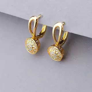 Сережки англійський замок Xuping Фіаніт (позолота 18к)