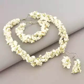 Намисто + Браслет + Сережки Кахолонг 45 см