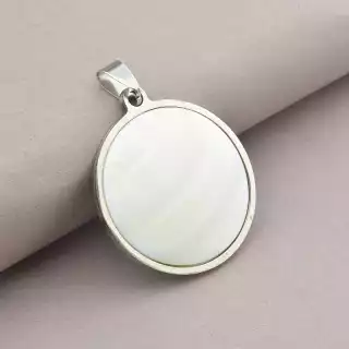 Кулон круглий Stainless Steel Перламутр 45х33 мм