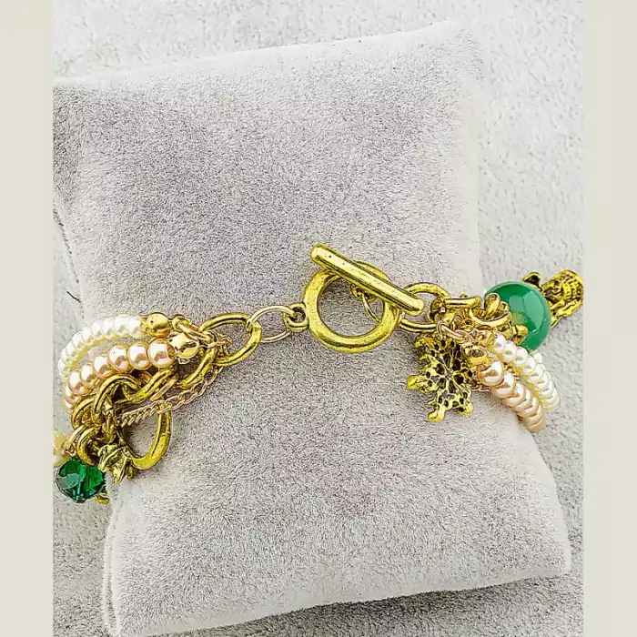 🏷️️ Браслет з замком кільце Перли FJ ss_36622