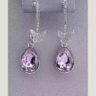 Сережки пусети Juleeze Фіаніт (родій)