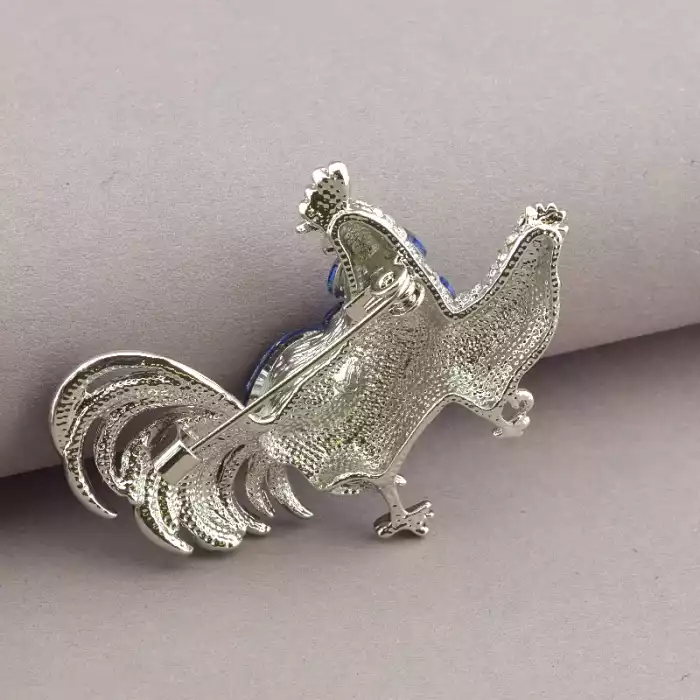 🏷️️ Брошка півень та курка Фіаніт (родій) ss_34819