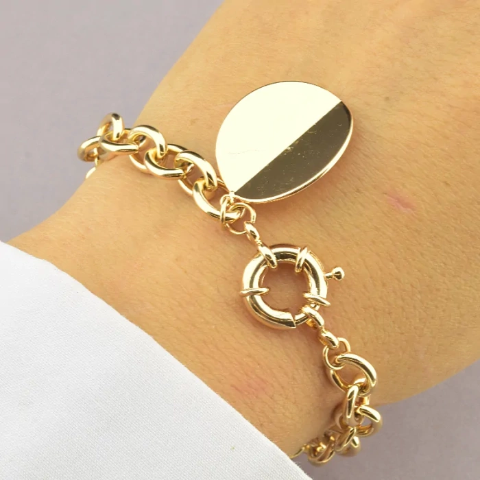 🏷️️ Браслет з карабіном Xuping 19 см. (позолота 18к) ss_86429