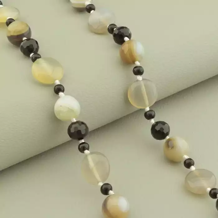 🏷️️ Намисто Агат, Чеський кришталь 54 см. ss_102272