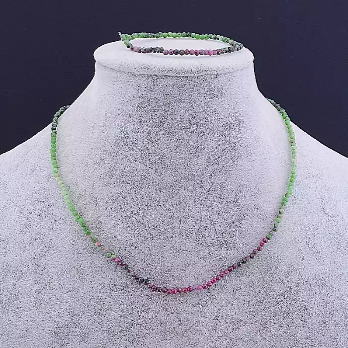 🏷️️ Намисто + Сережки цоізит срібло (925 проба) 41 см ss_56504